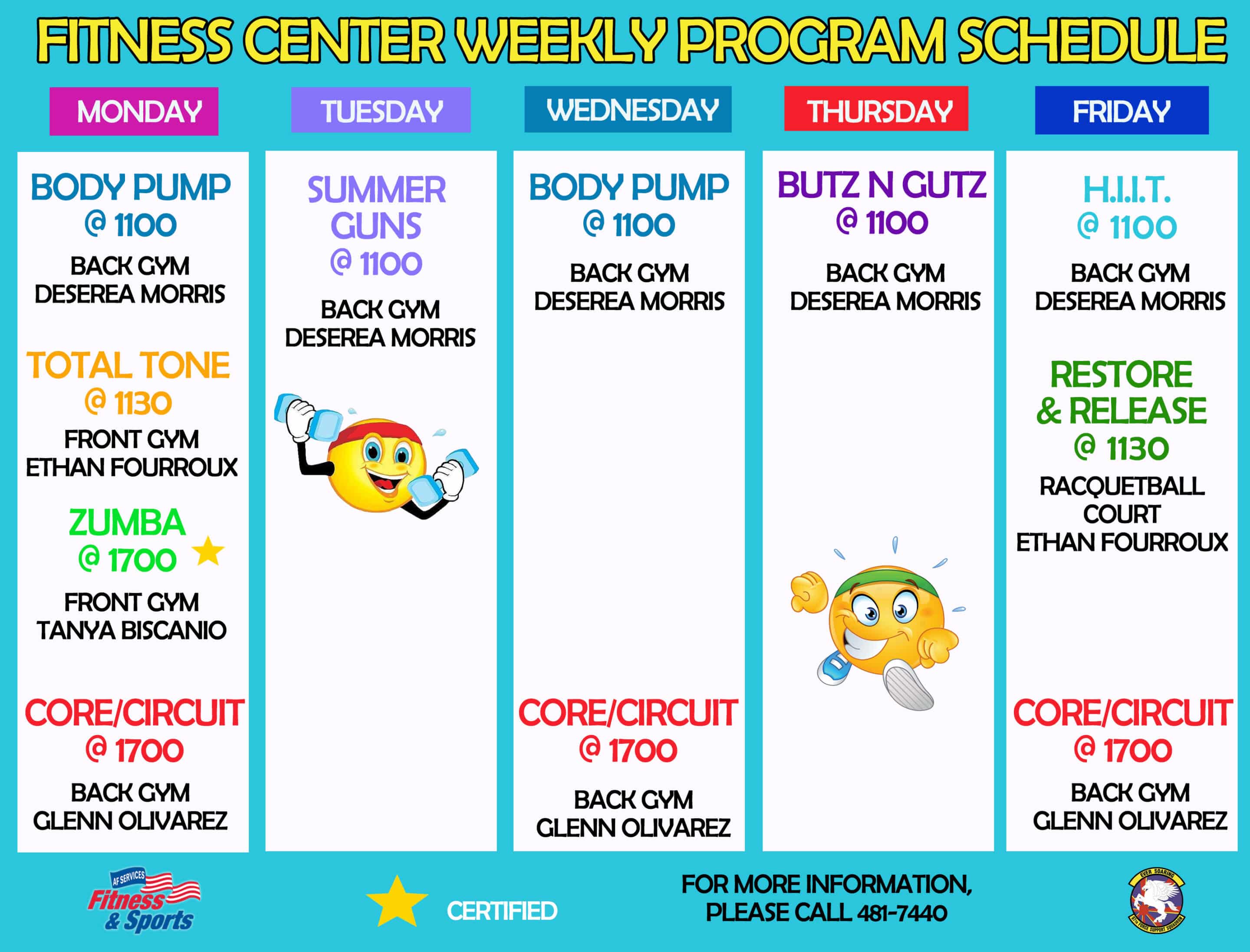Fitness Center Class Schedule